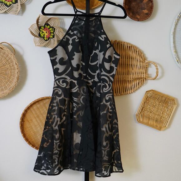 Keepsake Romantic Rebel Burnout Lace Skater Dress Black Womens Size m - Picture 4 of 9